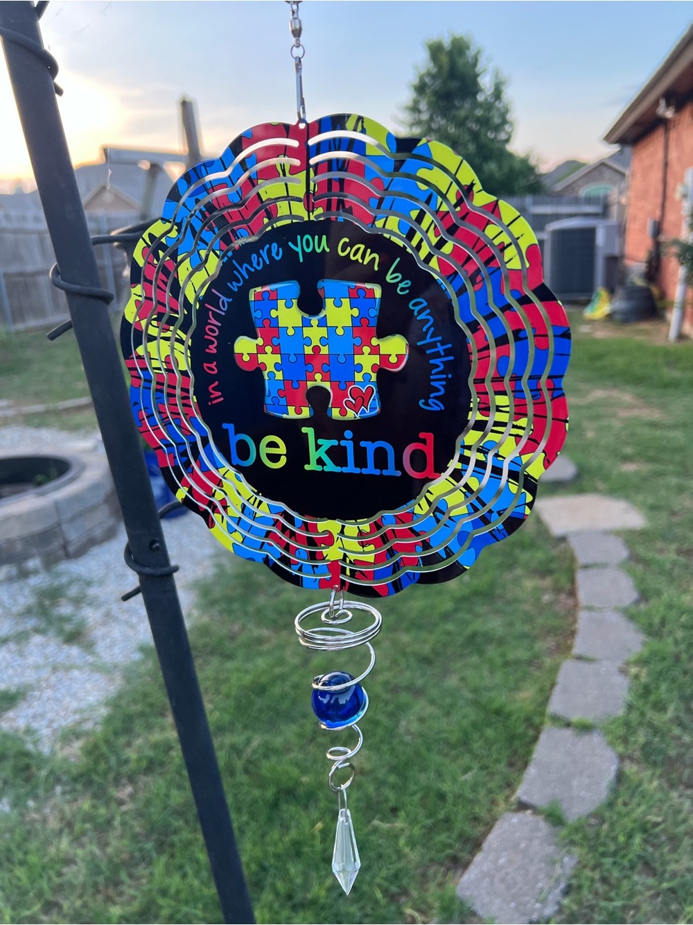 Be Kind Colorful Puzzle Wind Spinner - Sublimation #S0110T